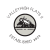 a black and white logo with a train