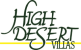 a logo for high desert villas with a yellow line