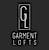 Garment lofts logo on a black background.