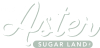 White logo at The Aster Sugar Land Apartments, Sugar Land, Texas