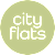 A green circle with the words "city flats" written in the middle.
