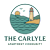 The image is a logo for "The Carlyle Apartment Community" featuring a lighthouse and waves.