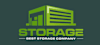 a best storage company logo on a green background