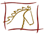 A horse is depicted in a square with a red border.