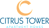 A logo with a letter C in orange and the words Citrus Tower Apartment Homes in blue.