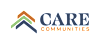 The image features the logo of Care Communities, which includes a stylized graphic of three connected arrows in orange, blue, and green, and the text "CARE COMMUNITIES" in bold, uppercase letters.