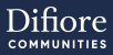 the office communities logo is white on a blue background