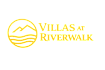 A logo with the text "VILLAS AT RIVERWALK" in front of a mountain and waves.