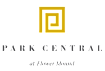 A logo with a square and a square within a square in yellow with the words Park Central at Flower Mound.