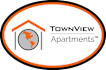 the logo for town view apartments with the logo of the city