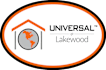 A logo with a globe and a house icon with the text "UNIVERSAL" and "Lakewood" below it.