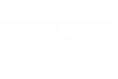 a white logo on a black background