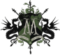 a heraldic crest with two dragons on a green background
