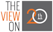 The image shows a graphic with the text "THE VIEW ON" in orange and black, and a grey square with a white circle containing the text "20th" in orange and grey.