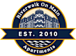 A logo for Riverwalk On Main Apartments established in 2010.