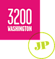 A poster with the number 3200 and the word Washington on a pink background.