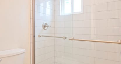Apartment bathroom at Highland 24.