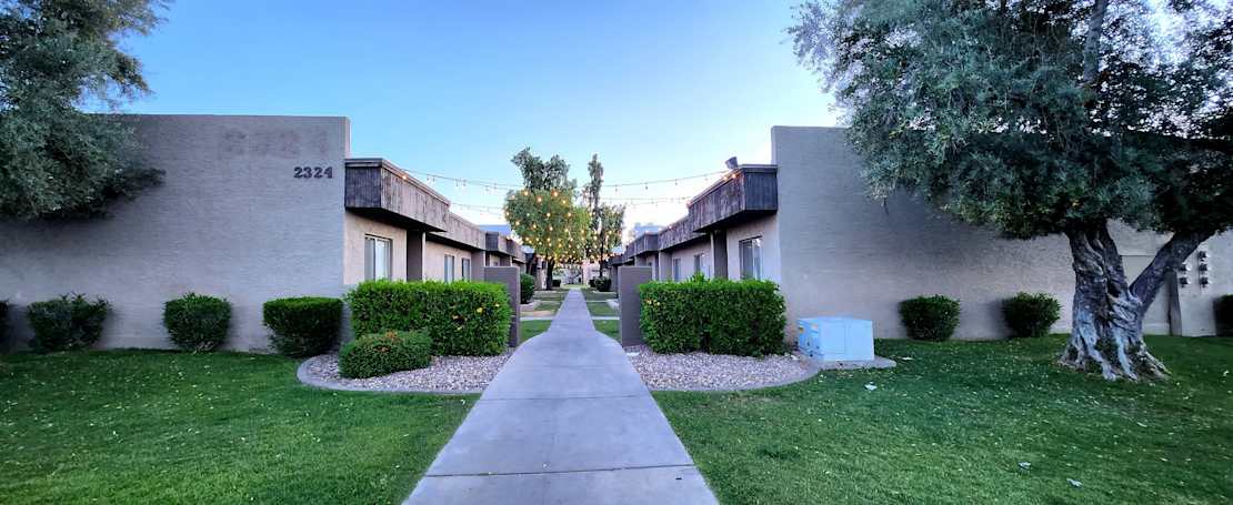 Building exterior at Devonshire Apartments.