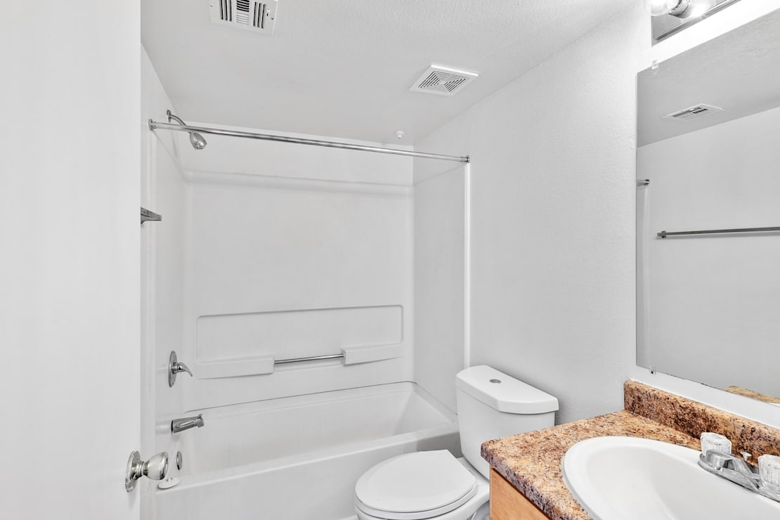 Apartment bathroom at Bella Vista Apartments.