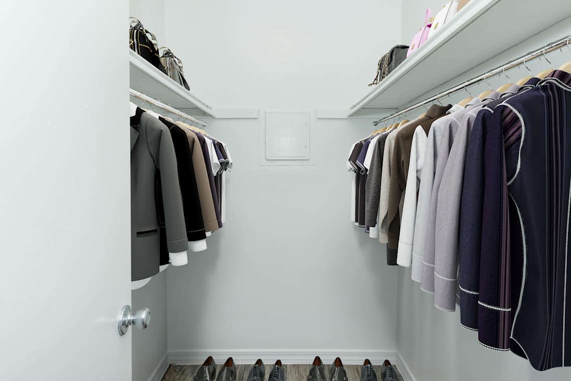 Closet storage at The Cara Apartments.