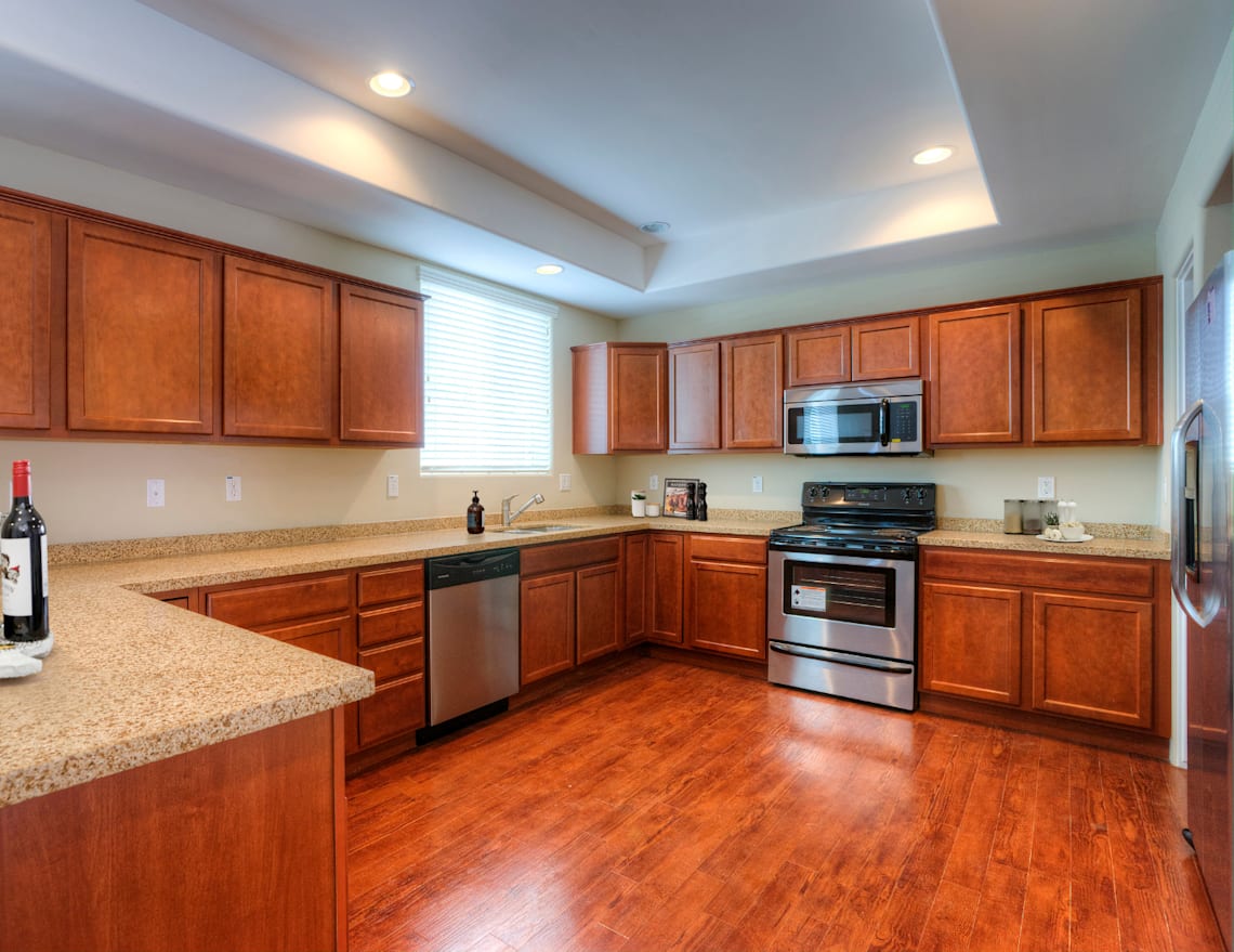Apartment kitchen — representative home at Monterosa Villas.
