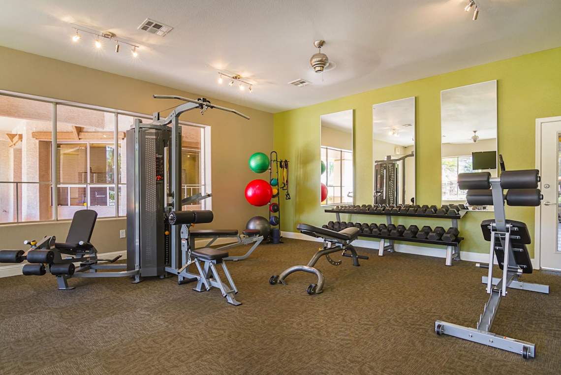 Fitness room at Cortina Apartments.