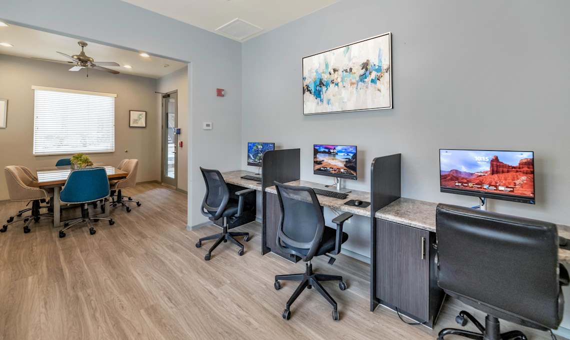 Shared computer workspace at Ventura Vista.