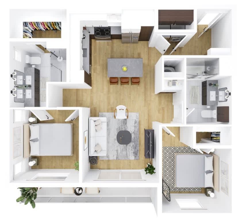 3D apartment layout preview at Ragsdale.