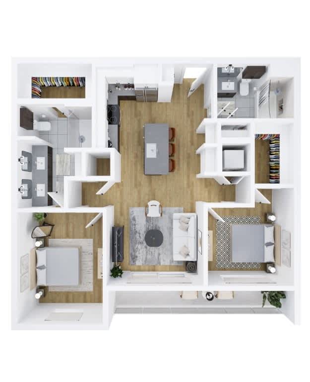 3D apartment layout preview at Ragsdale.