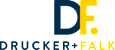 A logo with the letters DF and the words Drucker+Falk.