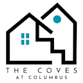 A graphic of a house with the words "The Cove at Columbus" written below it.