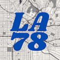 A blue LA 78 sign is superimposed on a map.