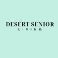 the logo for desert senior living in black on a green background