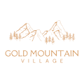 A logo for Gold Mountain Village featuring a mountain and trees.