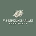 A logo for Whispering Palms Apartments featuring a palm leaf.