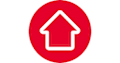A white arrow in a red circle.