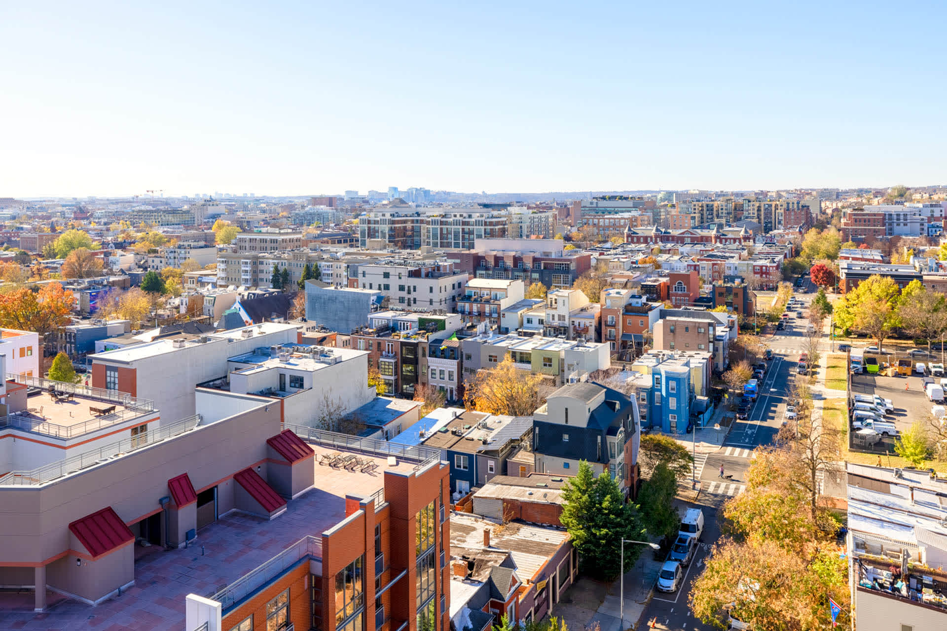 Rooftop view from The Wren looking out over Shaw and Washington, DC