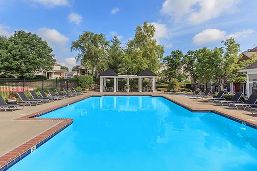 Pool and amenity area at Stonebriar Woods Apartment Homes