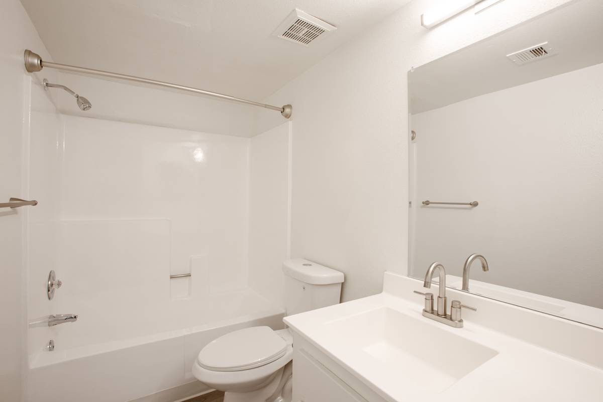 Apartment bathroom — representative home at Ascent on Peoria.