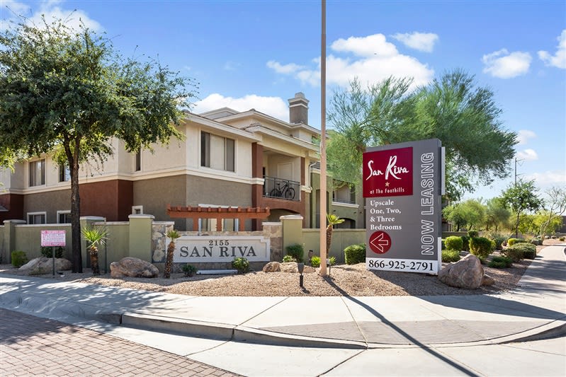 Community entrance at San Riva At The Foothills.
