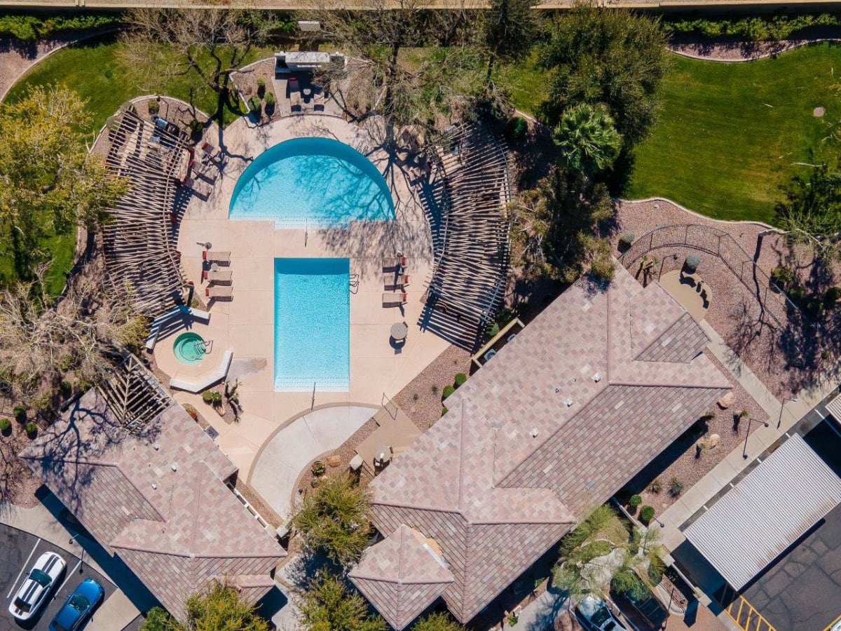 Pool and poolside area at San Riva At The Foothills.