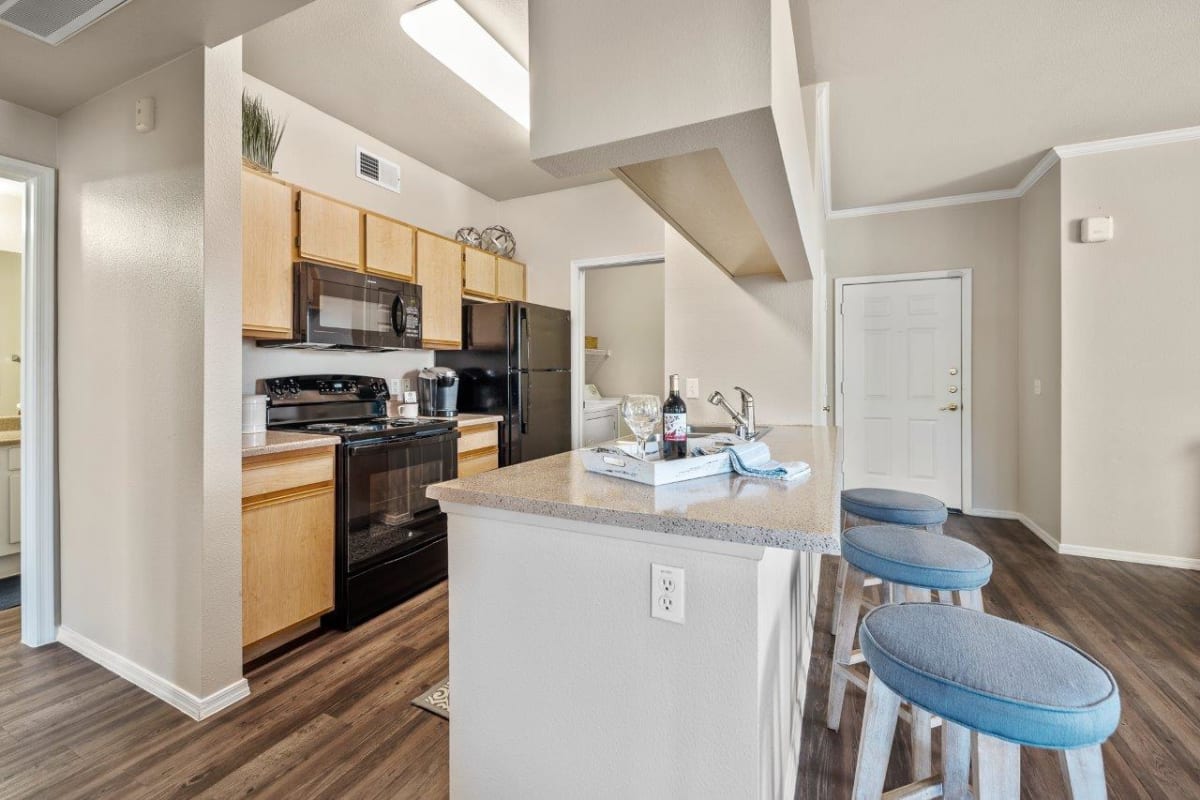 Apartment kitchen — representative home at San Riva At The Foothills.