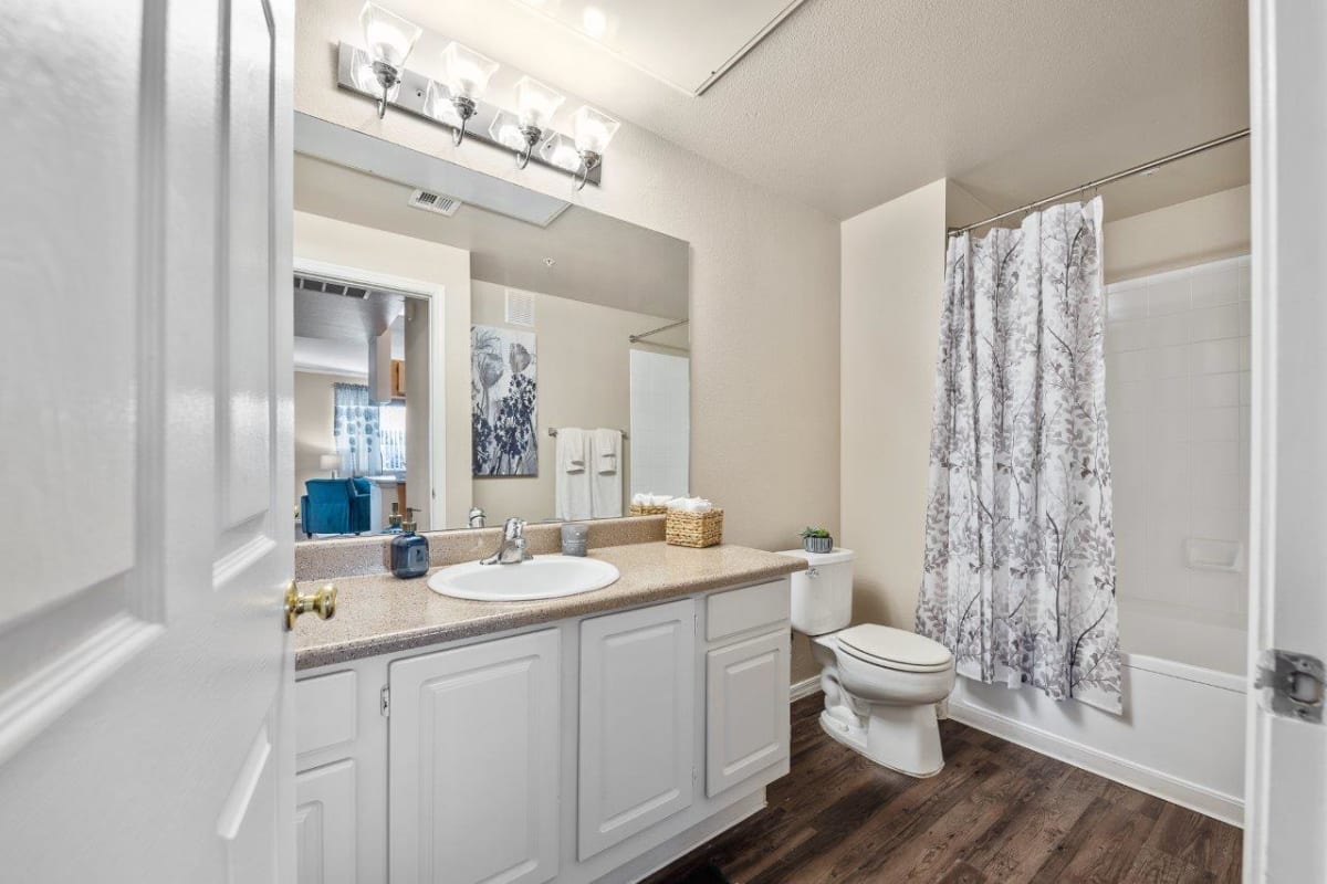 Apartment bathroom — representative home at San Riva At The Foothills.