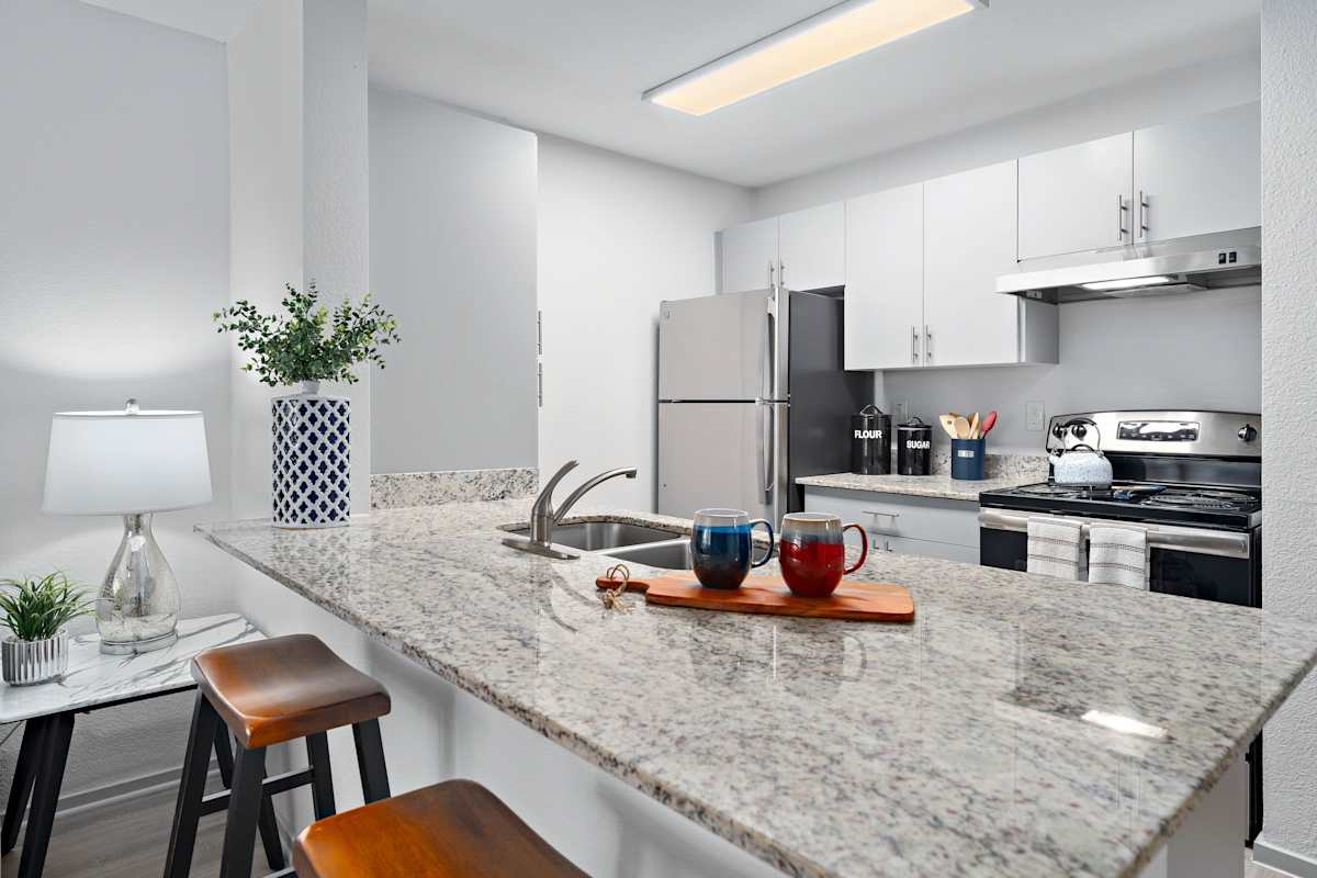 Apartment kitchen — representative home at The Halifax.