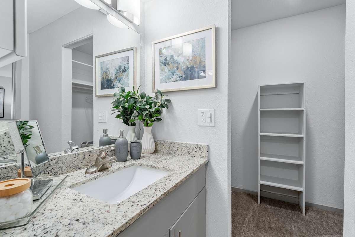 Apartment bathroom — representative home at The Halifax.