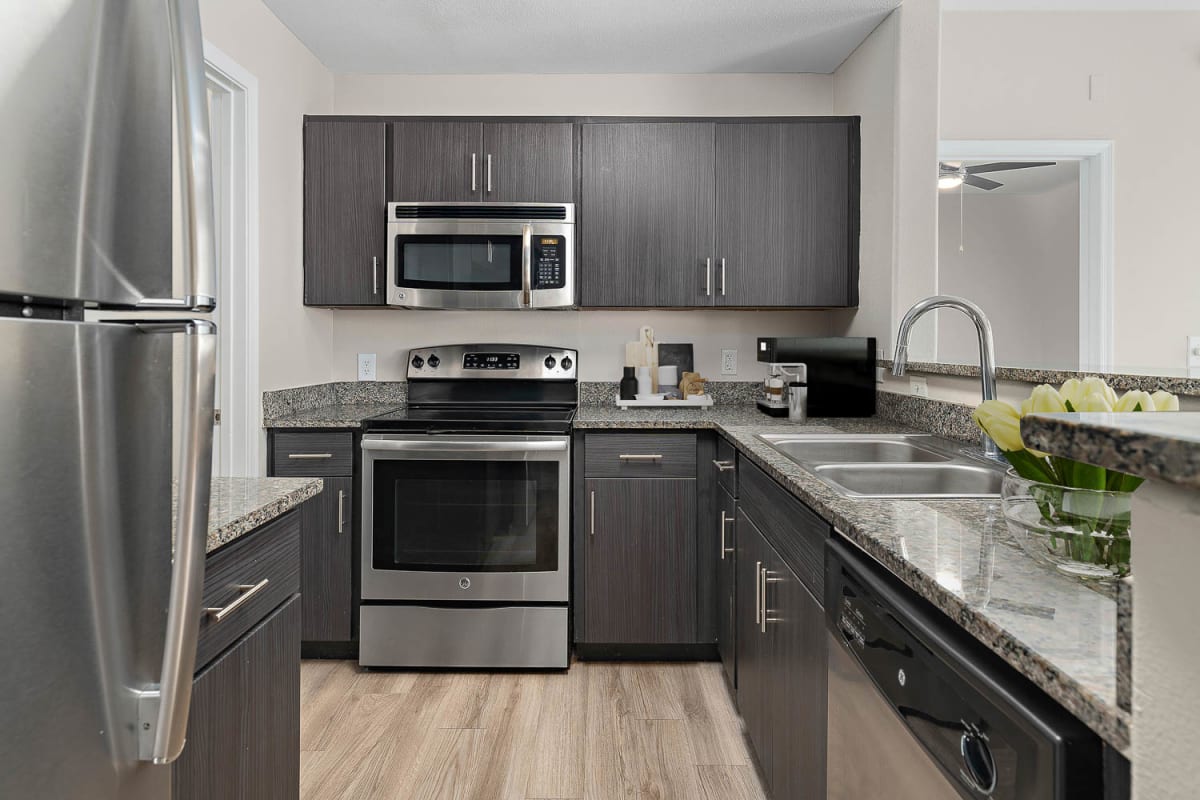 Apartment kitchen at The Met at 3rd and Fillmore.
