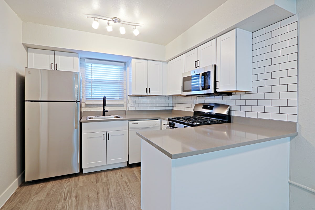 Apartment kitchen — representative home at Allora Phoenix Apartments.