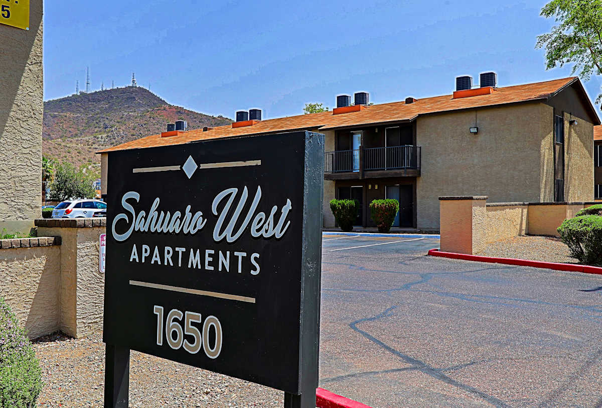 Community entrance at Sahuaro West Apartments.