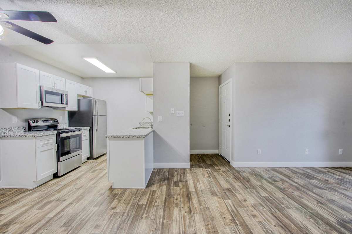 Apartment kitchen — representative home at Aspire Desert West.