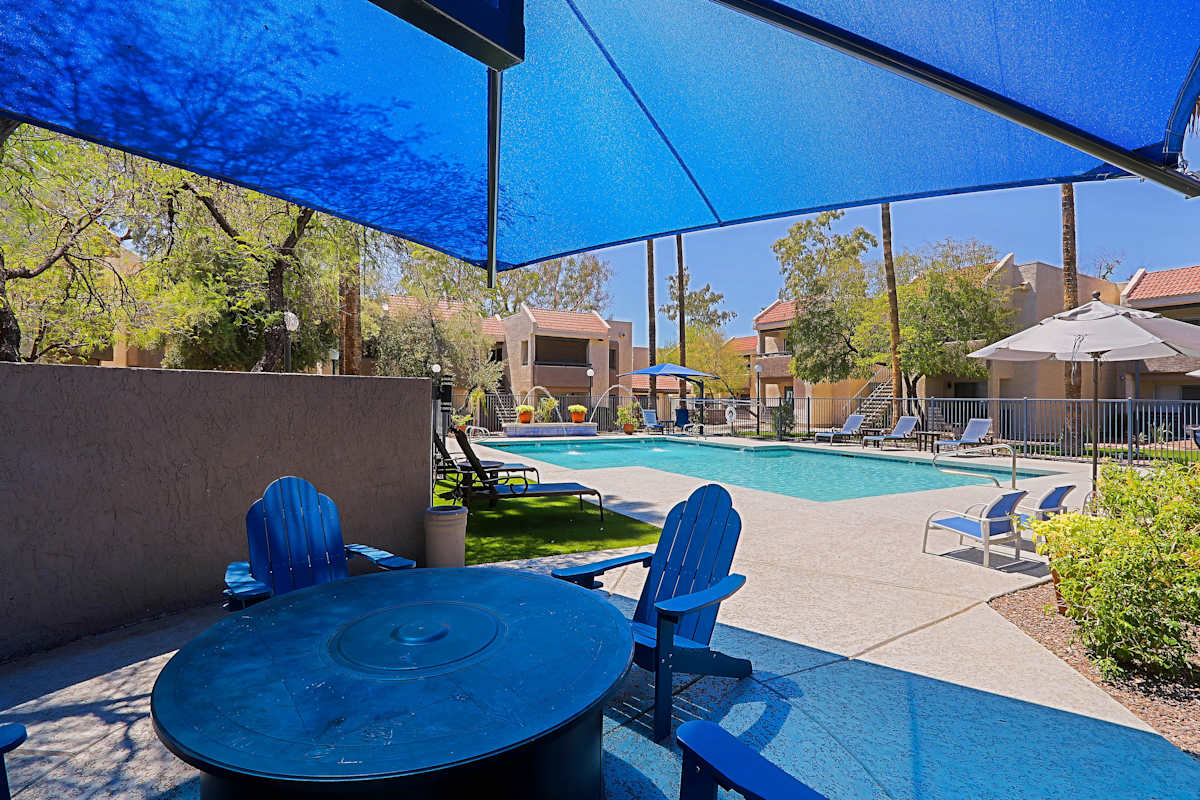 Pool and poolside area at Northerly Apartments.